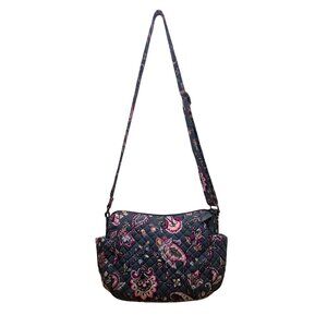 Vera Bradley Women’s Gray Quilted Floral Adjustable Strap Crossbody Bag